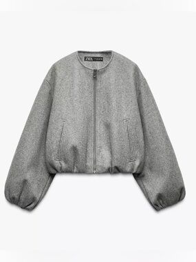 Zara Gray Soft Bomber Jacket- NEW with Tags**